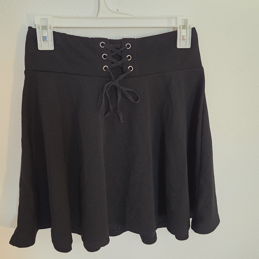 Black Lace-Up Skirt